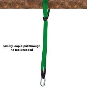 HearthSong Heavy Duty Weather Resistant Tree Carabiner Clip Swing Hanger Green